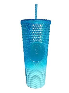 Starbucks Glacier Blue Ombré Gradient Studded Tumbler (24 oz Venti) Winter 2023